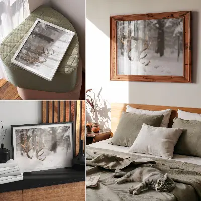 Photo canvas antlers in a snowy winter forest