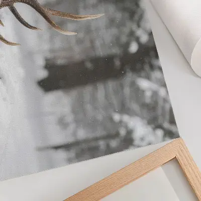 Photo canvas antlers in a snowy winter forest