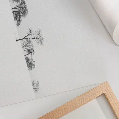 Minimalist winter scenery poster peaceful trees design
