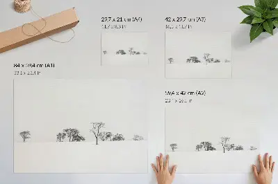 Minimalist winter scenery poster peaceful trees design