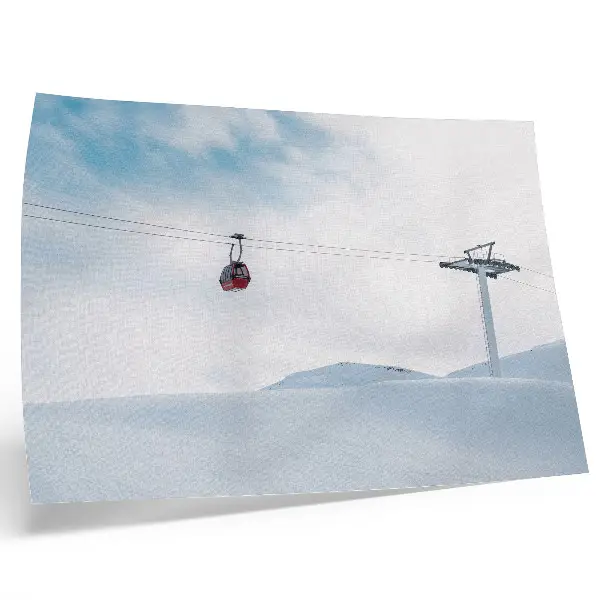 Photo canvas mountains with a cable car in the sky featuring dynamic color contrast