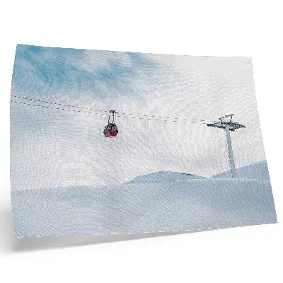 Photo canvas mountains with a cable car in the sky featuring dynamic color contrast