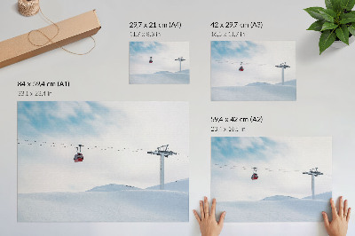 Photo canvas Mountains, cable car, sky, dynamic color contrast