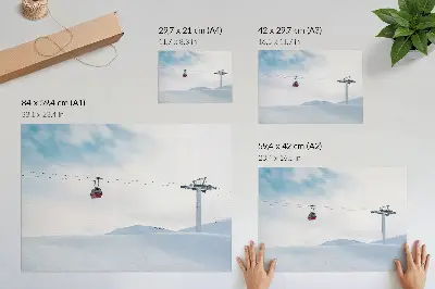 Photo canvas mountains with a cable car in the sky featuring dynamic color contrast