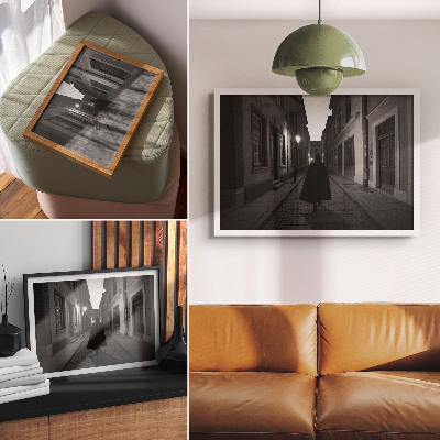 Decorative canvas print Dark street, mysterious figure, nostalgic atmosphere