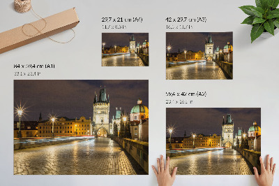 Decorative canvas print Charming night city illuminated bridge architecture