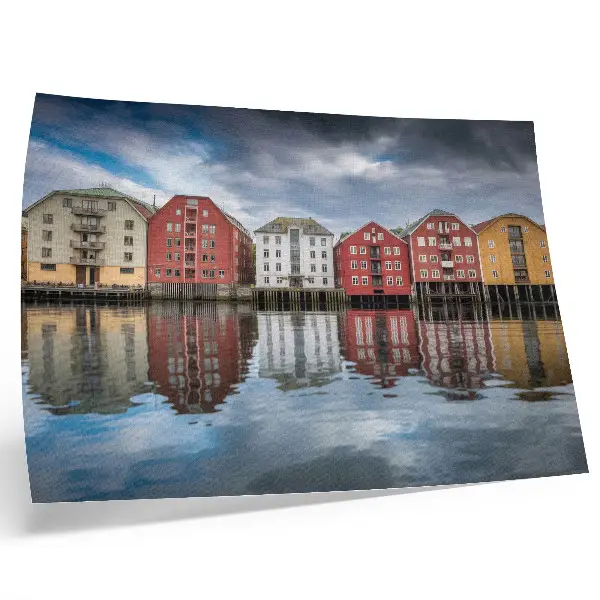 Poster colorful buildings by the water in a harmonious composition