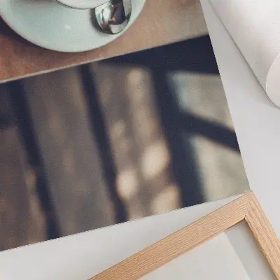 Photo canvas a cup of espresso on a wooden table with high contrast