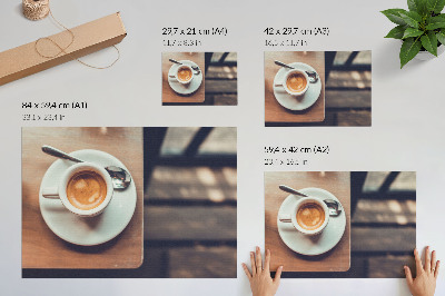 Photo canvas A cup of espresso on a wooden table, contrasts