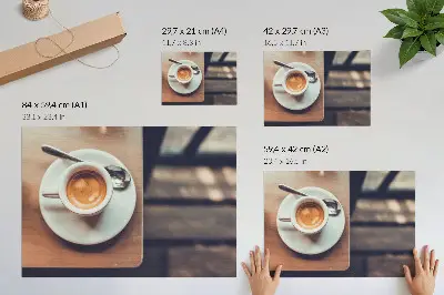 Photo canvas a cup of espresso on a wooden table with high contrast