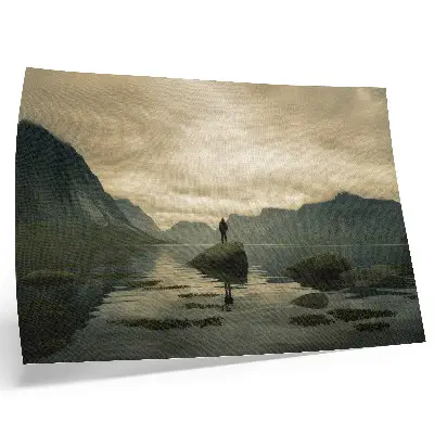 Poster mountains lake with a peaceful nature scenery