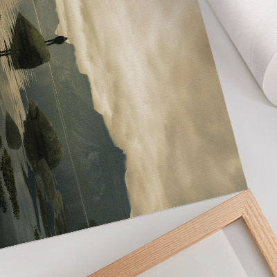 Poster Mountains lake person peaceful harmony of nature