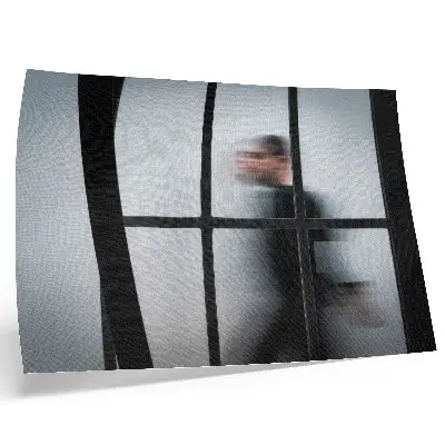 Decorative canvas print black silhouette behind a glass frame in gray minimalist style
