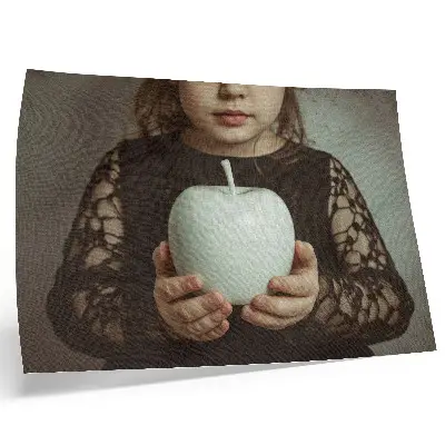 Decorative canvas print featuring a girl with white fruit in a mysterious atmosphere