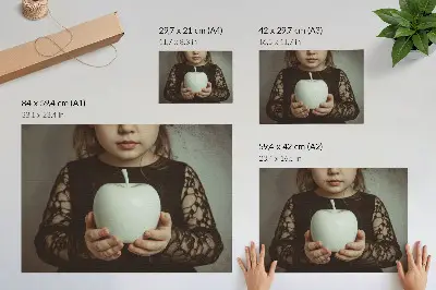 Decorative canvas print featuring a girl with white fruit in a mysterious atmosphere