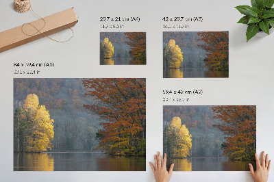 Photo canvas Autumn colors, lake, peaceful atmosphere, harmony