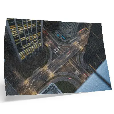 City panorama poster modern cityscape at night from an aerial view