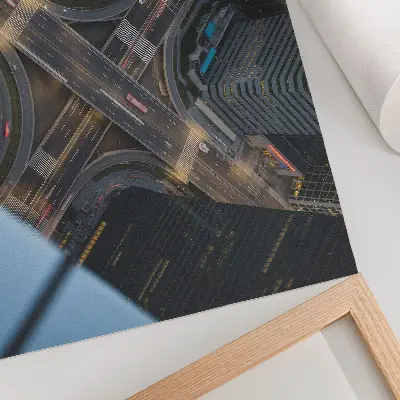 City panorama poster modern cityscape at night from an aerial view