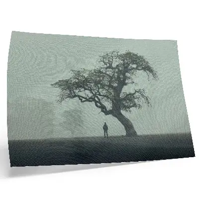 Photo canvas lonely tree in a dark foggy atmosphere