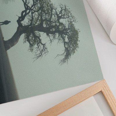 Photo canvas Lonely tree fog dark silhouette atmosphere