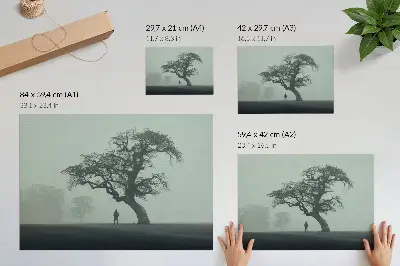 Photo canvas lonely tree in a dark foggy atmosphere