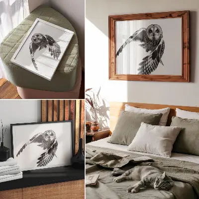Owl in flight poster a portrait with unique elegance and a peaceful atmosphere