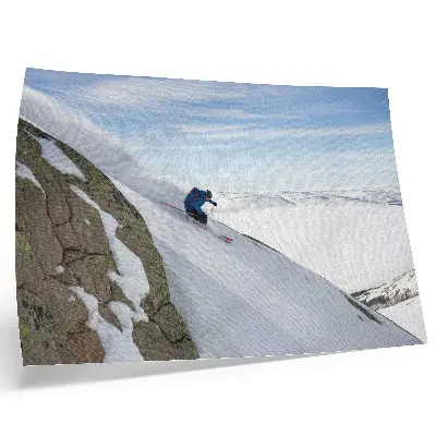 Photo canvas skier on white peaks under a blue sky