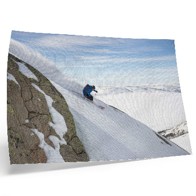 Photo canvas Skier white peaks blue sky harmony