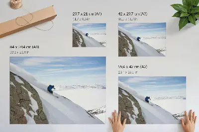 Photo canvas skier on white peaks under a blue sky