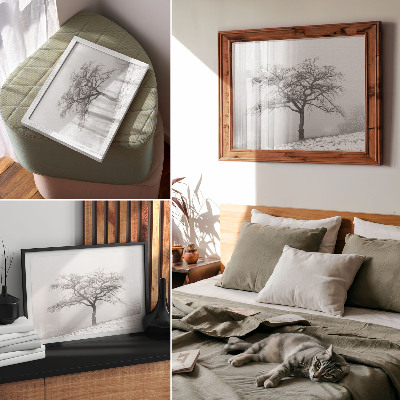 Decorative canvas print Lonely tree winter peace minimalism harmony