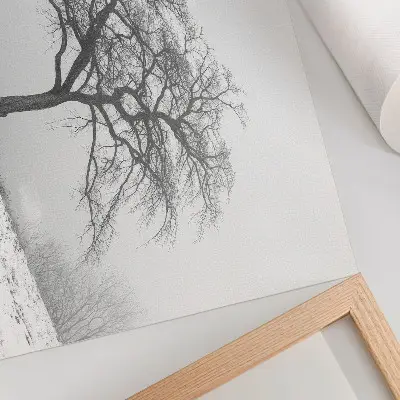 Decorative canvas print lonely tree in a minimalist winter landscape