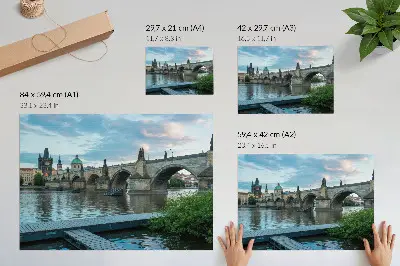 Photo canvas bridge over the river with historic architecture
