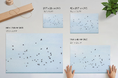 Decorative canvas print A flock of birds over the blue sea