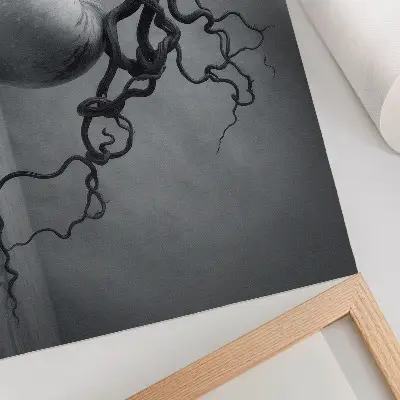 Photo canvas the contrast of the apple and the branch in a harmonious monochromatic style