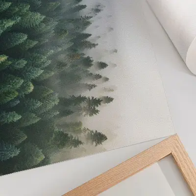 Green forest in the fog poster atmospheric and mysterious