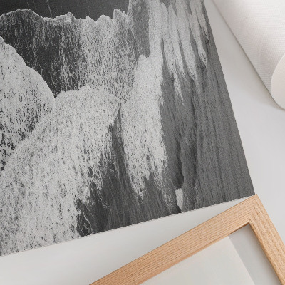 Photo canvas Black and white waves soft sand quiet beach