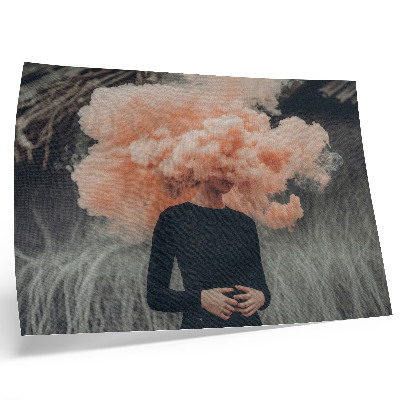 Photo canvas A character with a cloud of orange smoke instead of a head