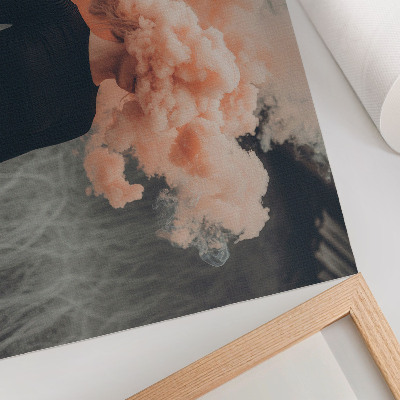 Photo canvas A character with a cloud of orange smoke instead of a head