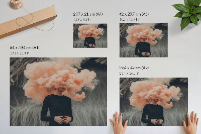Photo canvas A character with a cloud of orange smoke instead of a head