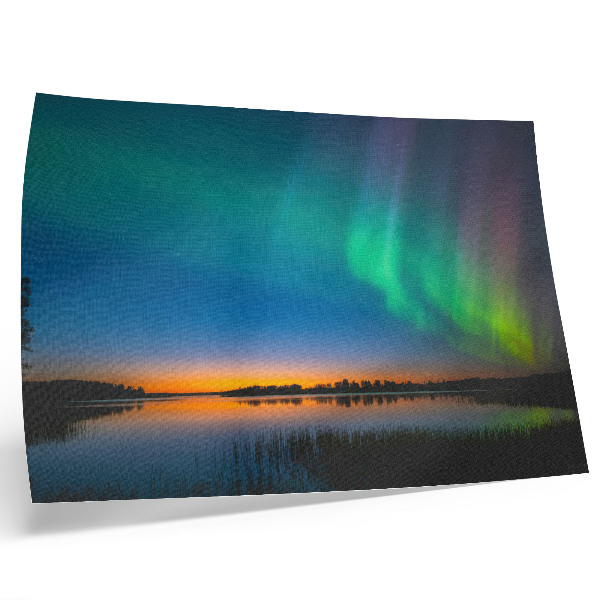 Decorative canvas print Aurora over the lake, a magical atmosphere