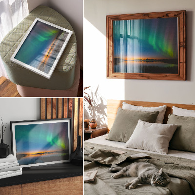 Decorative canvas print Aurora over the lake, a magical atmosphere