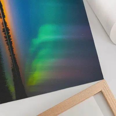 Decorative canvas print aurora over the lake with a magical atmosphere