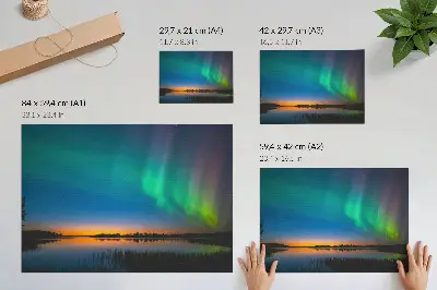 Decorative canvas print aurora over the lake with a magical atmosphere