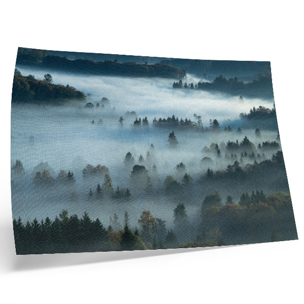 Decorative canvas print Green trees in the fog, peaceful atmosphere, subdued colors