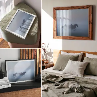 Horses in the Fog Poster a calming composition full of peace