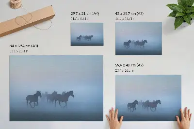 Horses in the Fog Poster a calming composition full of peace