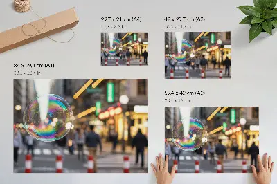 Photo canvas vibrant city street with a reflective bubble