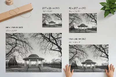 Poster elegant gazebo symmetry in black and white shades
