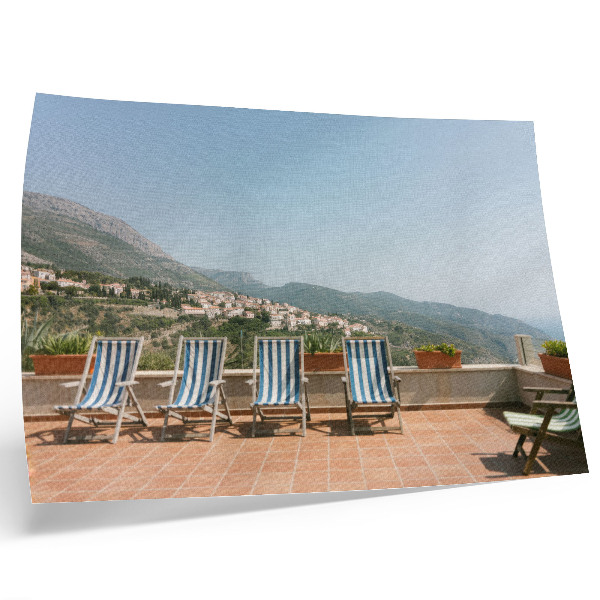 Photo canvas Deckchairs on the terrace overlooking the mountains