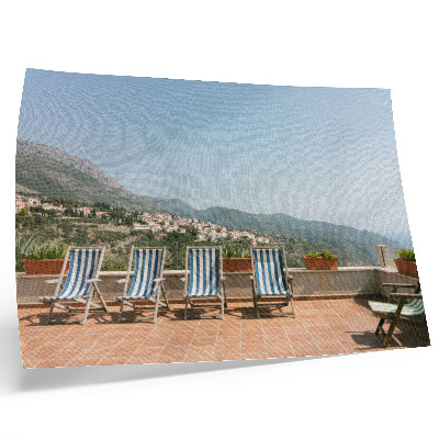 Photo canvas Deckchairs on the terrace overlooking the mountains